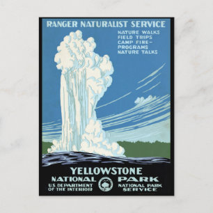 Carte Postale Ranger Service naturaliste Yellowstone Vintage Pos