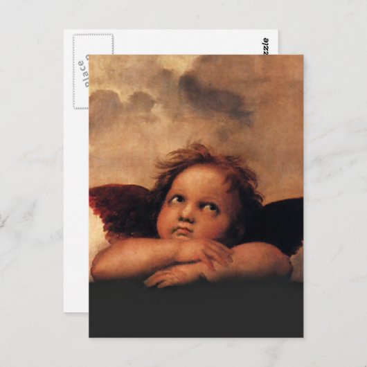 Carte Postale Raphael Cherubs Sistine Madonna 2 Anges (Devant / Derrière)