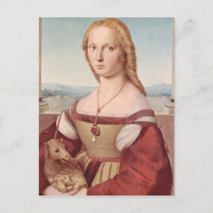 Carte Postale Raphael Dame et licorne Classique beaux-arts