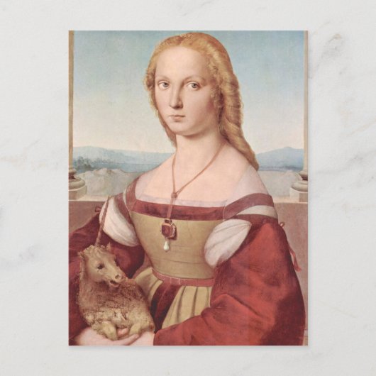 Carte Postale Raphael Dame et licorne Classique beaux-arts (Devant)