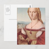 Carte Postale Raphael Dame et licorne Classique beaux-arts (Devant / Derrière)