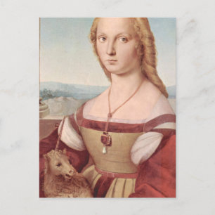 Carte Postale Raphael Dame et licorne Classique beaux-arts