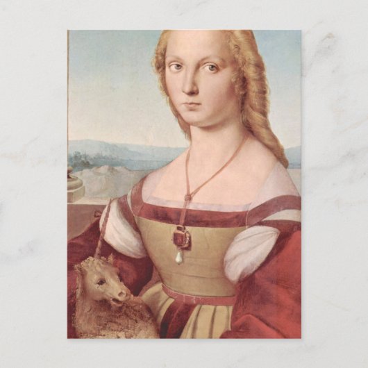 Carte Postale Raphael Dame et licorne Classique beaux-arts (Devant)