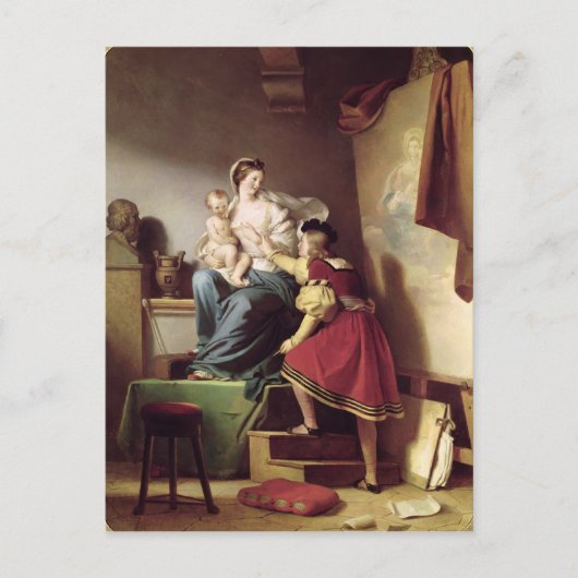 Carte Postale Raphael Régler la Pose de son Modèle (Devant)