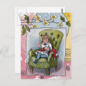 Carte Postale "Rapiéçage de vêtements de poupée" Vintage (Devant / Derrière)