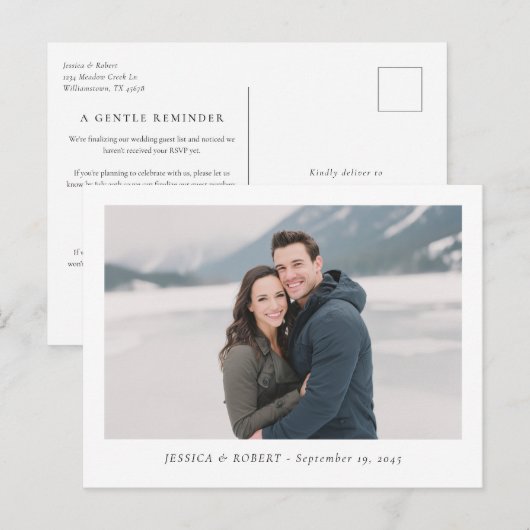 Carte Postale Rappel de date limite de réponse pour un mariage m (Devant / Derrière)