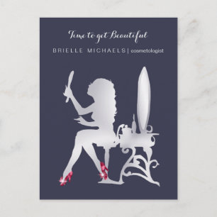 Carte Postale Rappel de maquillage femme Luxe FAUX Silver