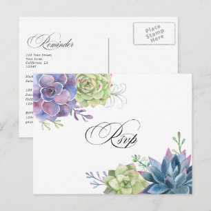 Carte Postale Rappel de mariage de Cactus Succulents Rsvp Post