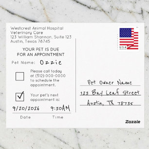 Carte Postale Rappel de nomination vétérinaire