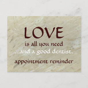 Carte Postale Rappel de rendez-vous d'amour et chez un bon denti