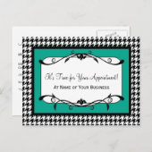 Carte Postale Rappel de rendez-vous Emerald Green Houndstooth (Devant / Derrière)