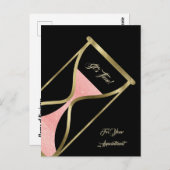 Carte Postale Rappel de rendez-vous Glitzy Rose Gold Hourglass (Devant / Derrière)