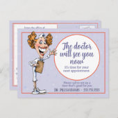 Carte Postale Rappel de rendez-vous médical de docteur Infirmièr (Devant / Derrière)