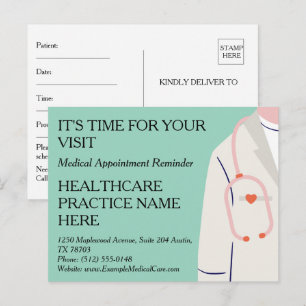 Carte Postale Rappel de rendez-vous médical professionnel propre