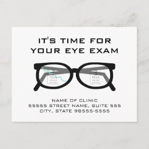 Carte Postale Rappel de rendez-vous pour un examen de la vue ave
