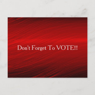 Carte Postale Rappel de vote graphique métallisé rouge cramoisi