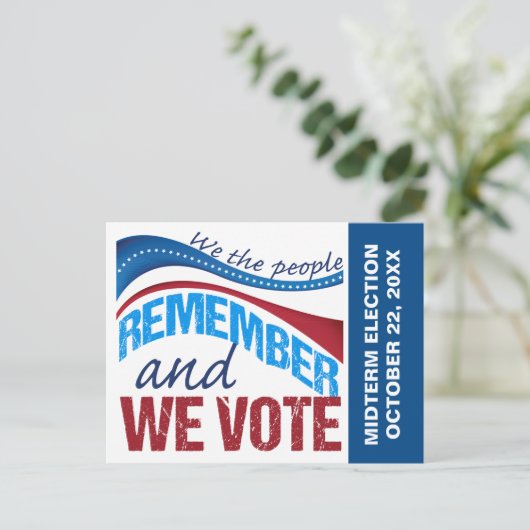 Carte Postale Rappel de vote le jour de l'élection Drapeau améri (Debout devant)