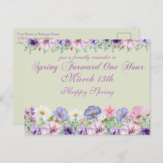 Carte Postale Rappel des modifications de l'heure d'été (Devant / Derrière)