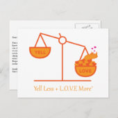 Carte Postale Rappelez-vous de crier Moins + L.O.V.E. Plus ! (Devant / Derrière)