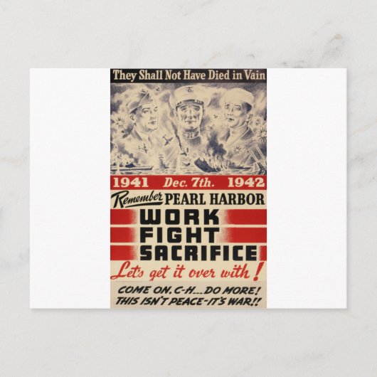 Carte Postale Rappelez-vous Pearl Harbor (Devant)