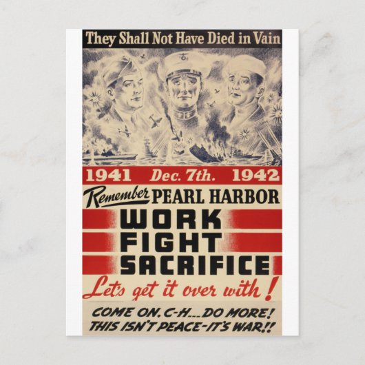 Carte Postale Rappelez-vous Pearl Harbour (Devant)