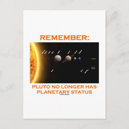 Carte Postale Rappelez-vous : Pluto n'a plus le statut planétair (Devant)