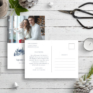 Carte Postale Rapport annuel de famille Bleu Noël Hiver Photo