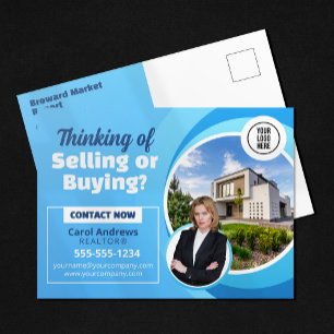 Carte Postale Rapport sur le marché immobilier bleu Realtor & Co