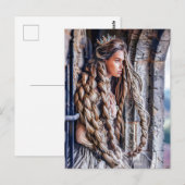 Carte Postale Rapunzel avec ses cheveux longs dans la tour (Devant / Derrière)