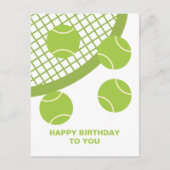 Carte Postale Raquette de balle de tennis vert moderne Joyeux an (Devant)