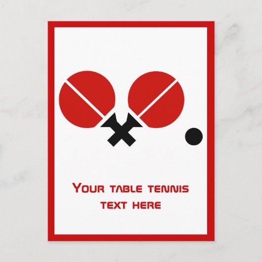 Carte Postale Raquettes de ping-pong de table et boules vertical (Devant)