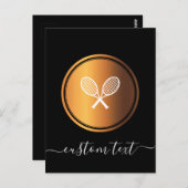 Carte Postale Raquettes de tennis en or noir élégant Ajouter tex (Devant / Derrière)