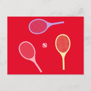 Carte Postale Raquettes de tennis Pastel avec balle de tennis en