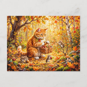 Carte Postale Rassemblement hivernal dans la forêt du chat et de