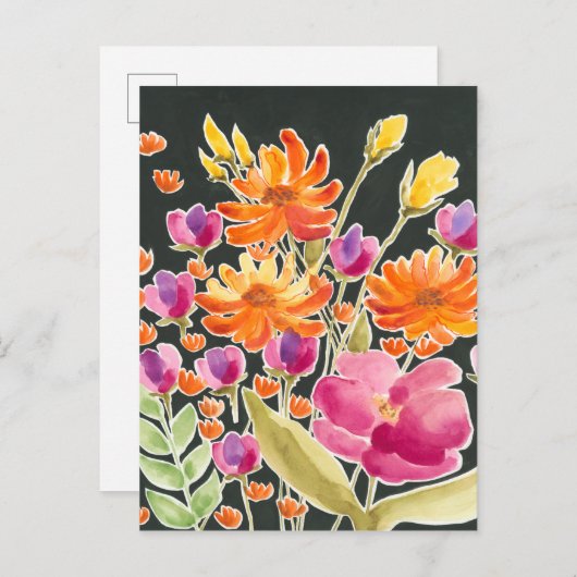 Carte Postale Rassemblement splendide - Fleurs roses et orange (Devant / Derrière)