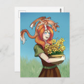 Carte Postale Rassembler les fleurs avec un dragon (Devant / Derrière)