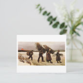 Carte Postale Rassembleurs de bois dans le Snow Van Gogh Art (Debout devant)