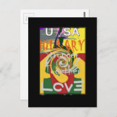 Carte Postale Rasta Couleurs Rouge or Vert Hillary Art Imprimer (Devant / Derrière)