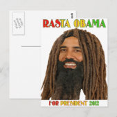 Carte Postale Rasta Obama pour le président 2012 (Devant / Derrière)