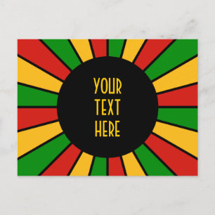 Carte Postale RASTAFARI FLAG BOUTON RAYS + votre signe ou votre