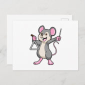Carte Postale Rat à la musique avec triangle (Devant / Derrière)