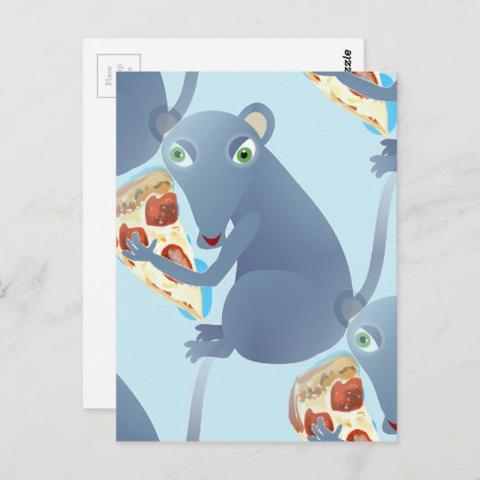 Carte Postale rat à pizza (Devant / Derrière)