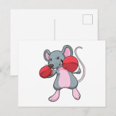 Carte Postale Rat au combat de boxe avec gants de boxe (Devant / Derrière)