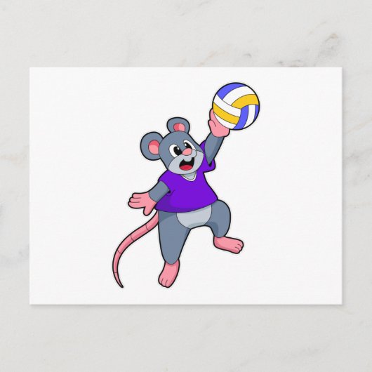 Carte Postale Rat aux sports de volley-ball (Devant)