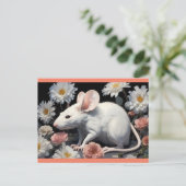 Carte Postale rat blanc mignon (Debout devant)