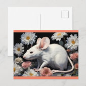 Carte Postale rat blanc mignon (Devant / Derrière)