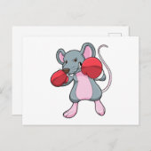 Carte Postale Rat dans la boxe avec des gants de boxe (Devant / Derrière)