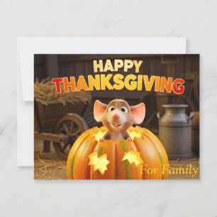 Carte Postale Rat de dessin bon thanksgiving en Citrouille