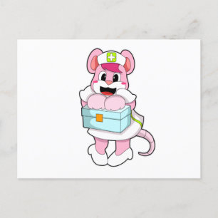 Carte Postale Rat en infirmière avec boîte