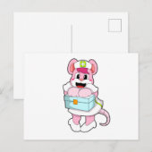 Carte Postale Rat en infirmière avec boîte (Devant / Derrière)